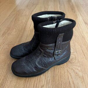 Rieker Hillary Crinkle Leather Wool Lined Size Zip Boots Brown Women's Size 39